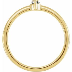 14K Yellow Gold Natural White Sapphire & .015 CT Natural Diamond Ring