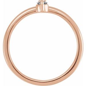 14K Rose Gold Natural White Sapphire & .015 CT Natural Diamond Ring