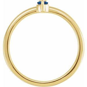 14K Yellow Gold Natural Blue Sapphire & .015 CT Natural Diamond Ring