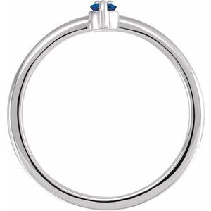 14K White Gold Natural Blue Sapphire & .015 CT Natural Diamond Ring