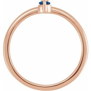 14K Rose Gold Natural Blue Sapphire & .015 CT Natural Diamond Ring