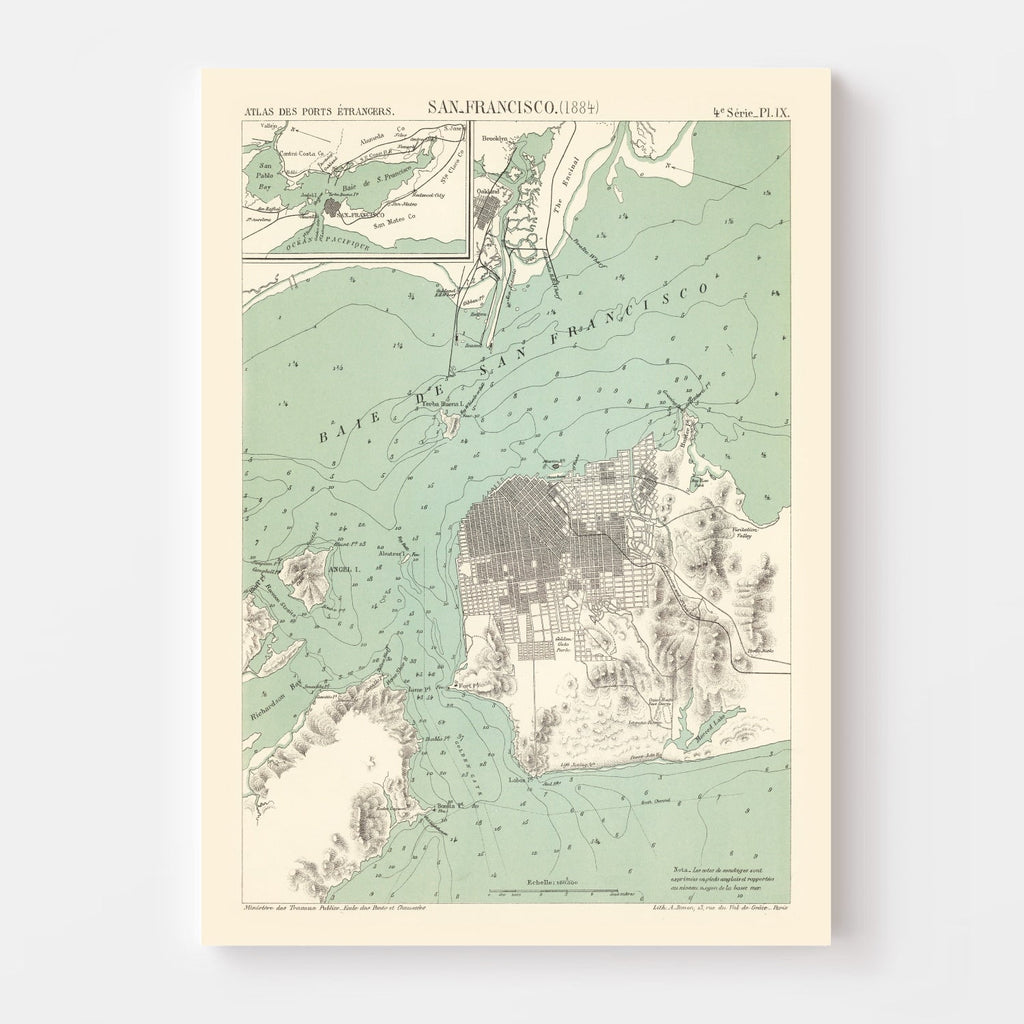 Vintage Map of San Francisco, California 1884