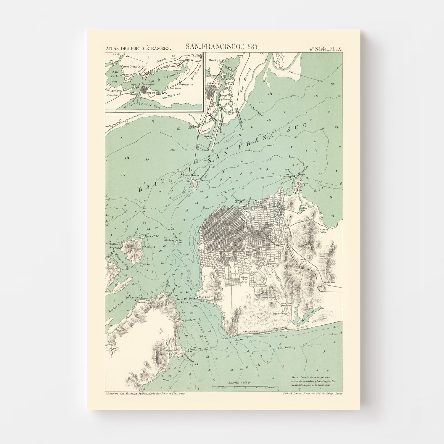 Vintage Map of San Francisco, California 1884