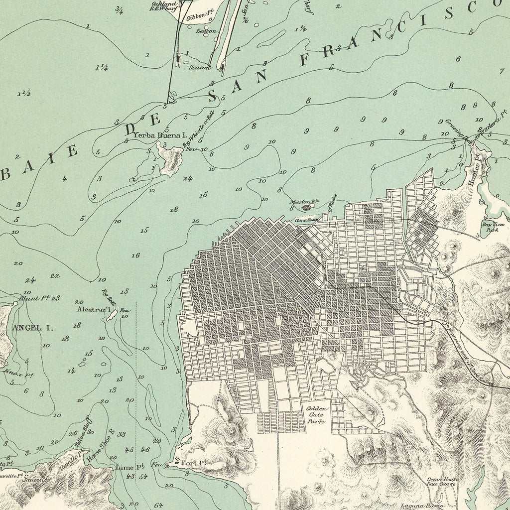 Vintage Map of San Francisco, California 1884