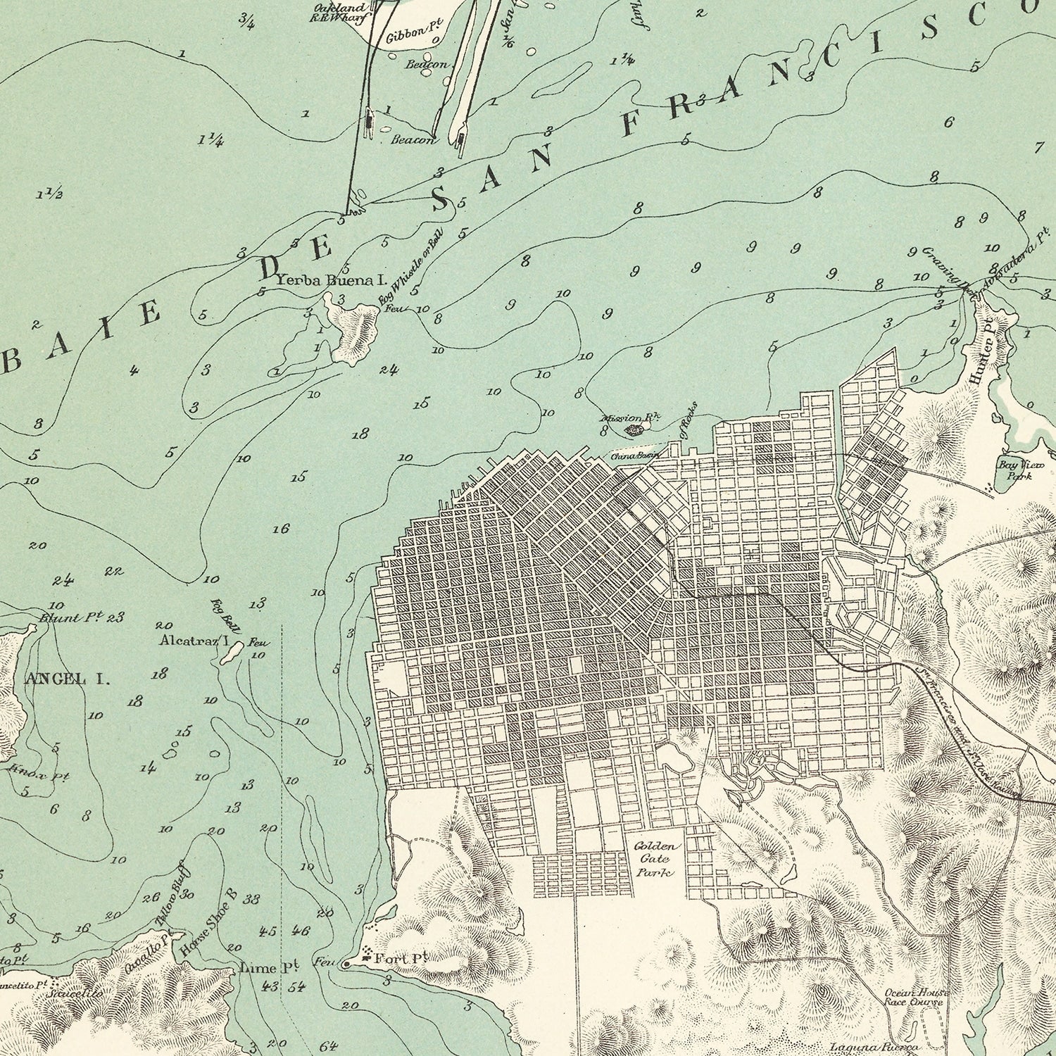 Vintage Map of San Francisco, California 1884