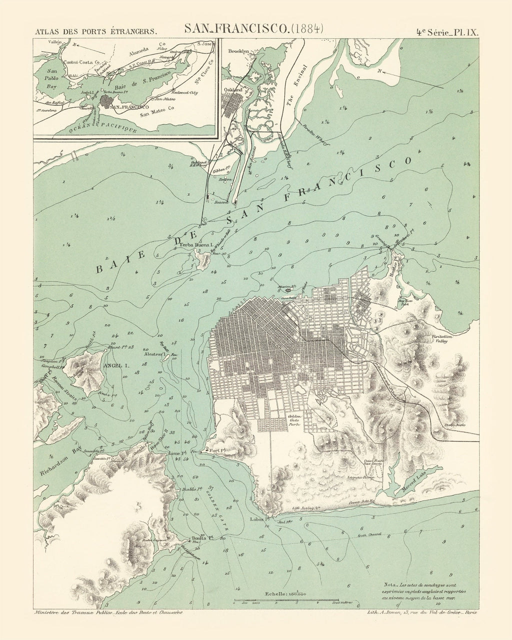 Vintage Map of San Francisco, California 1884