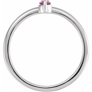 14K White Gold Natural Pink Sapphire & .015 CT Natural Diamond Ring