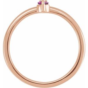 14K Rose Gold Natural Pink Sapphire & .015 CT Natural Diamond Ring
