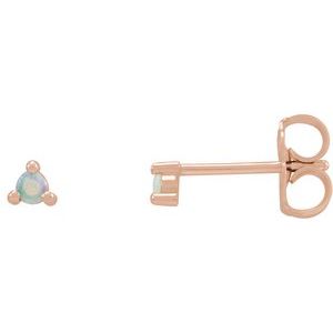 14K Rose Gold 3.5 mm Round Natural White Opal Earrings