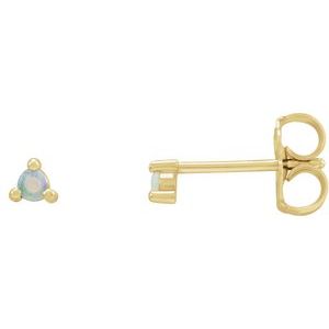 14K Yellow Gold 4 mm Round Natural White Opal Earrings