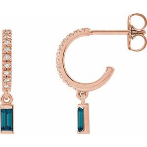 14K Rose Gold Natural London Blue Topaz & .08 CTW Natural Diamond French-Set Hoop Earrings