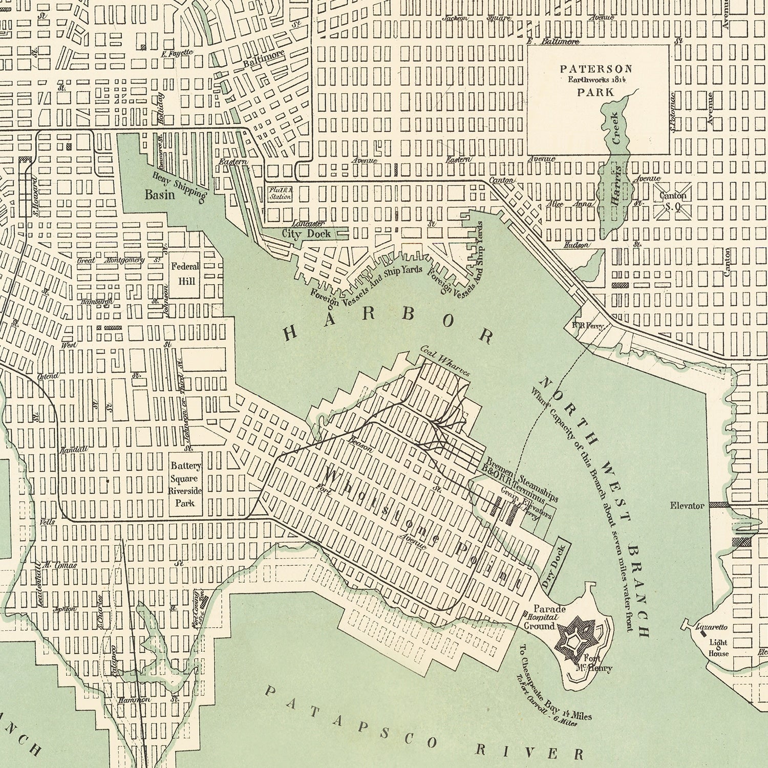 Vintage Map of Baltimore, Maryland 1886