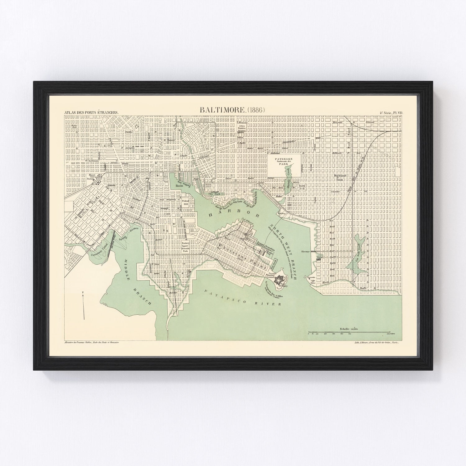 Vintage Map of Baltimore, Maryland 1886