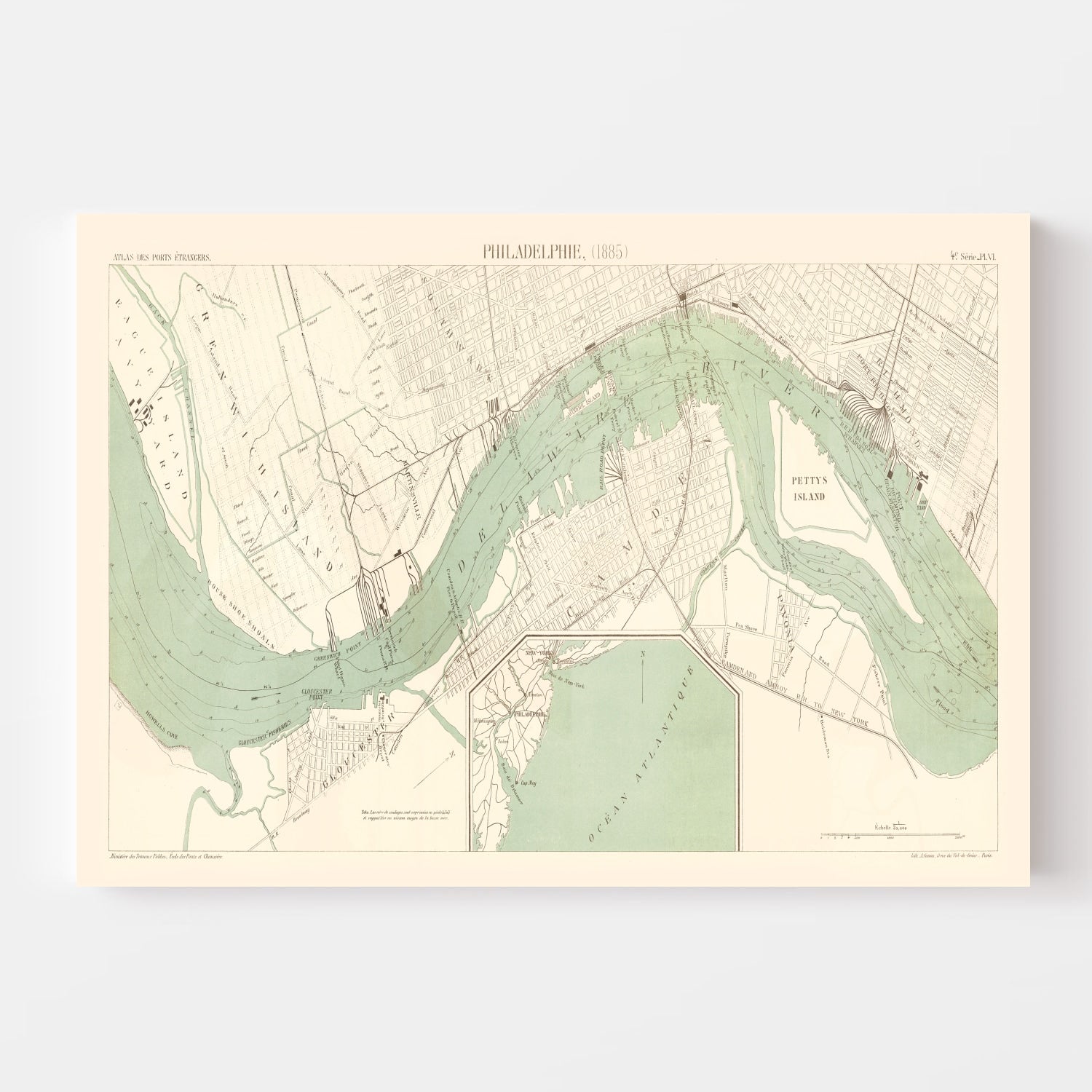 Vintage Map of Philadelphia, Pennsylvania 1885