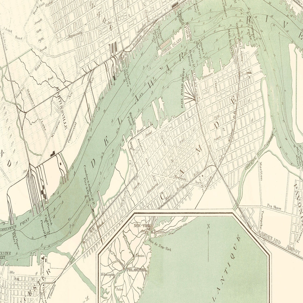 Vintage Map of Philadelphia, Pennsylvania 1885