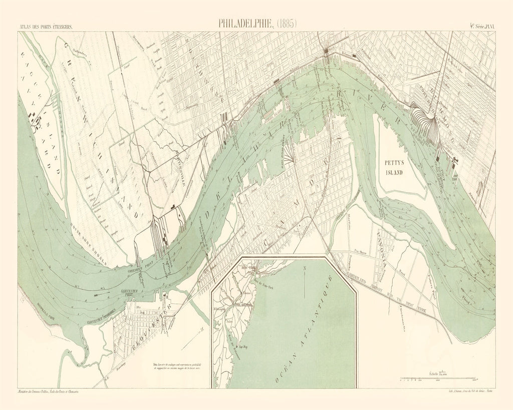 Vintage Map of Philadelphia, Pennsylvania 1885