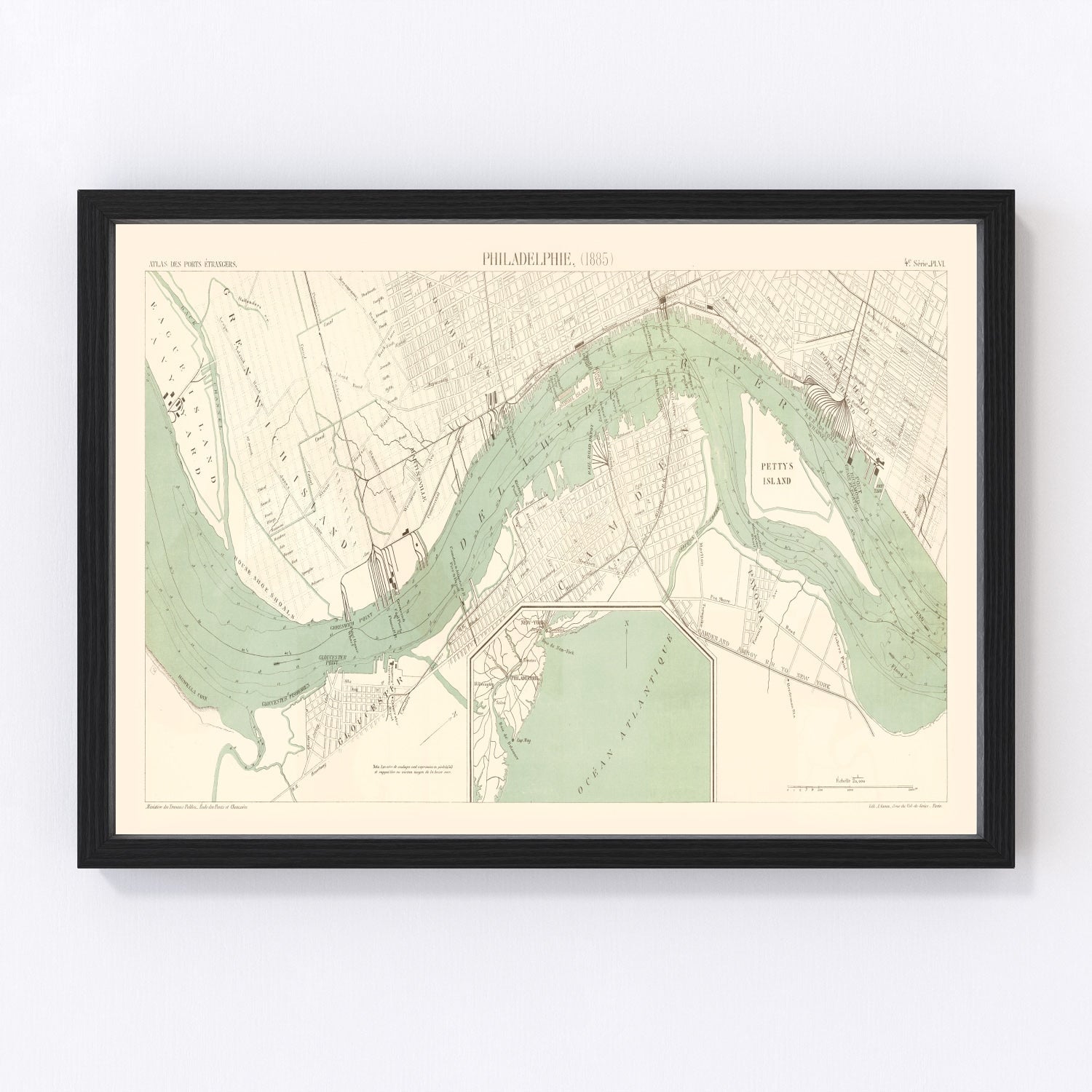 Vintage Map of Philadelphia, Pennsylvania 1885