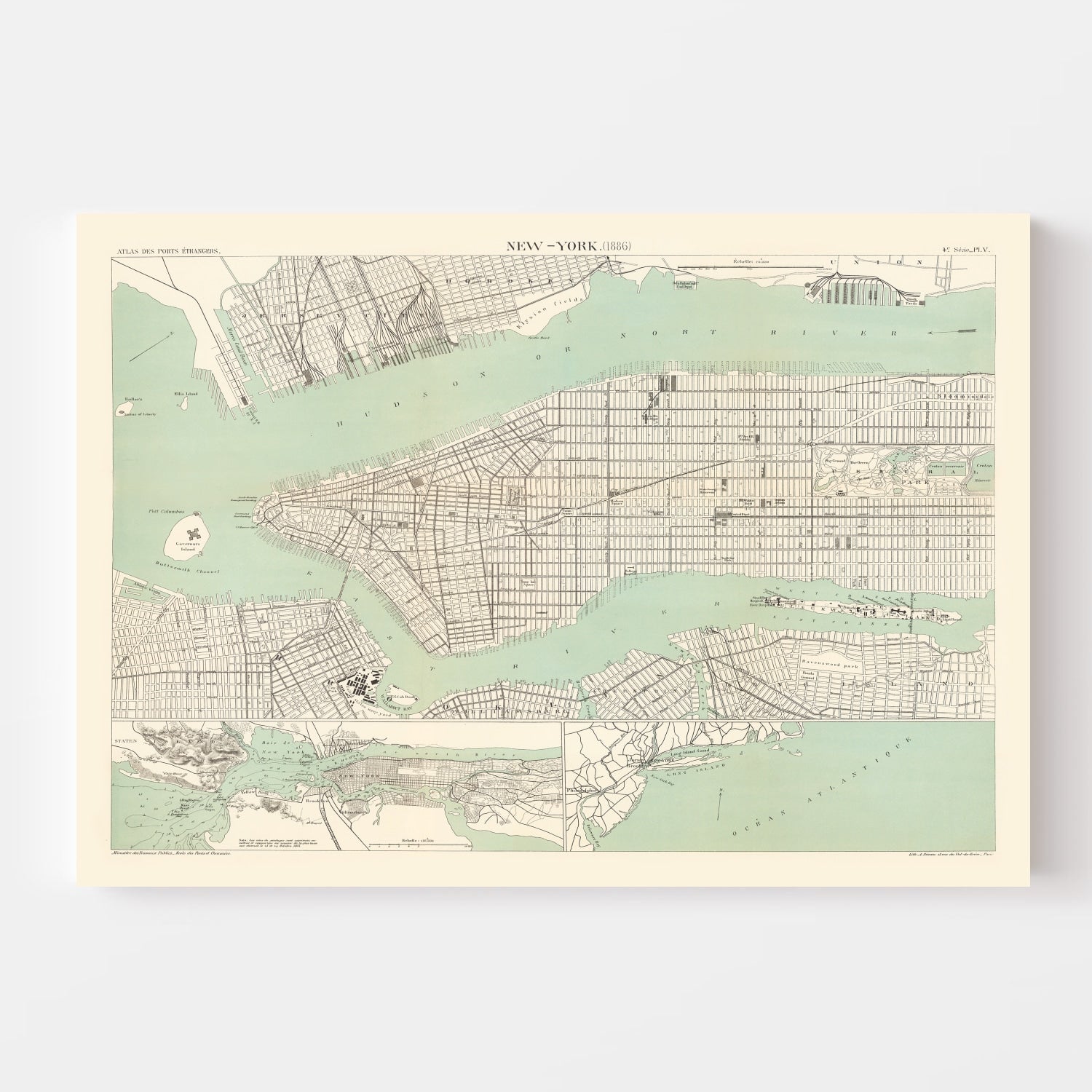 Vintage Map of New York, New York 1886