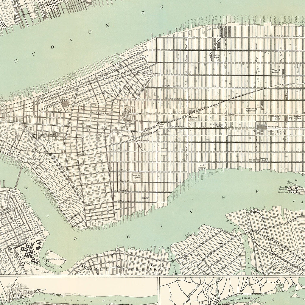 Vintage Map of New York, New York 1886