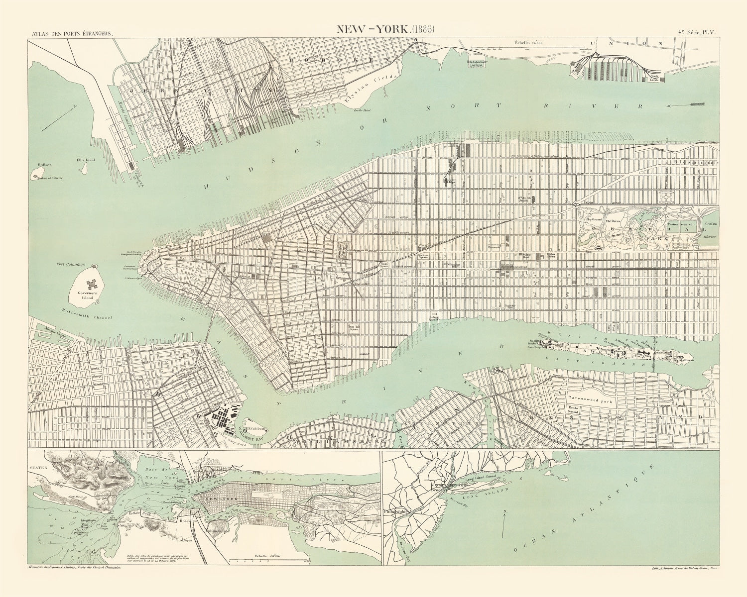 Vintage Map of New York, New York 1886