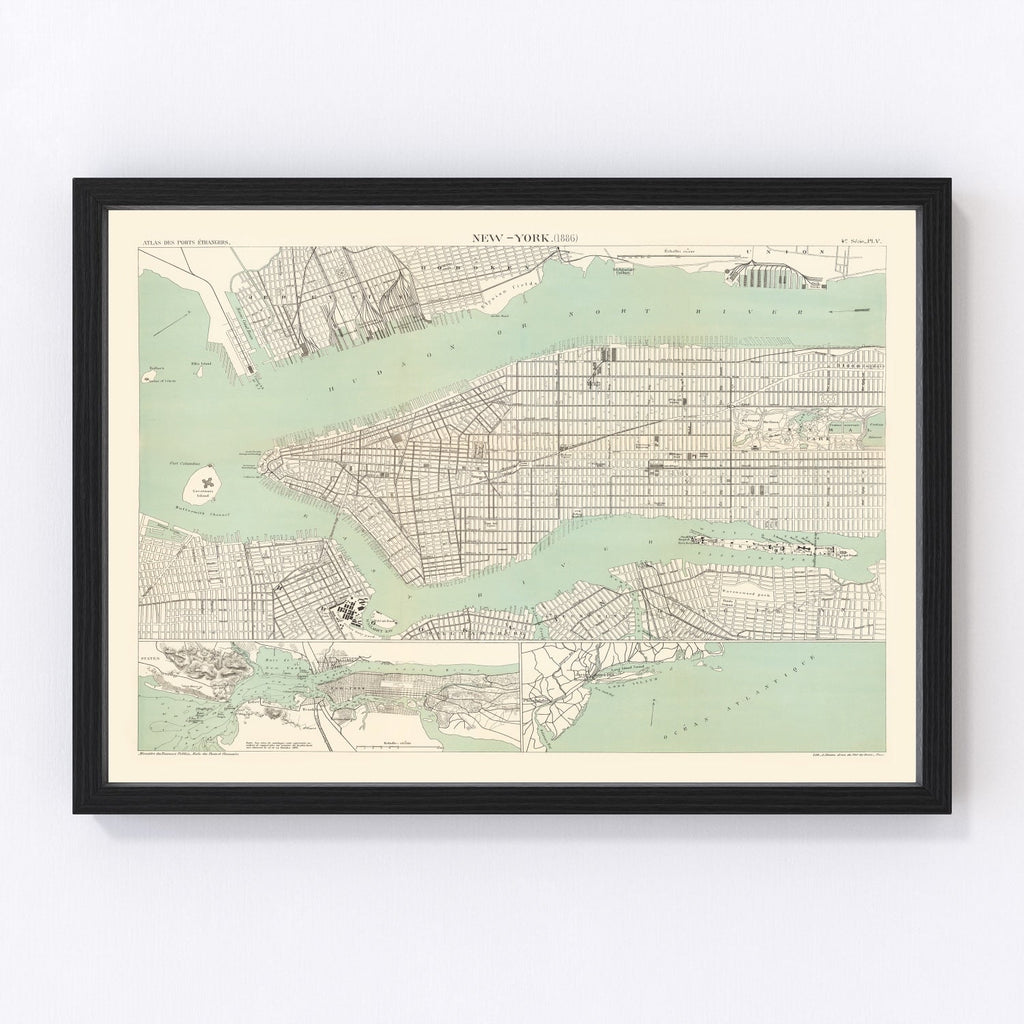 Vintage Map of New York, New York 1886