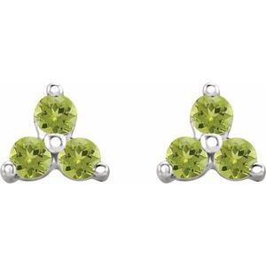 Sterling Silver Natural Peridot Three Stone Earrings – image 2