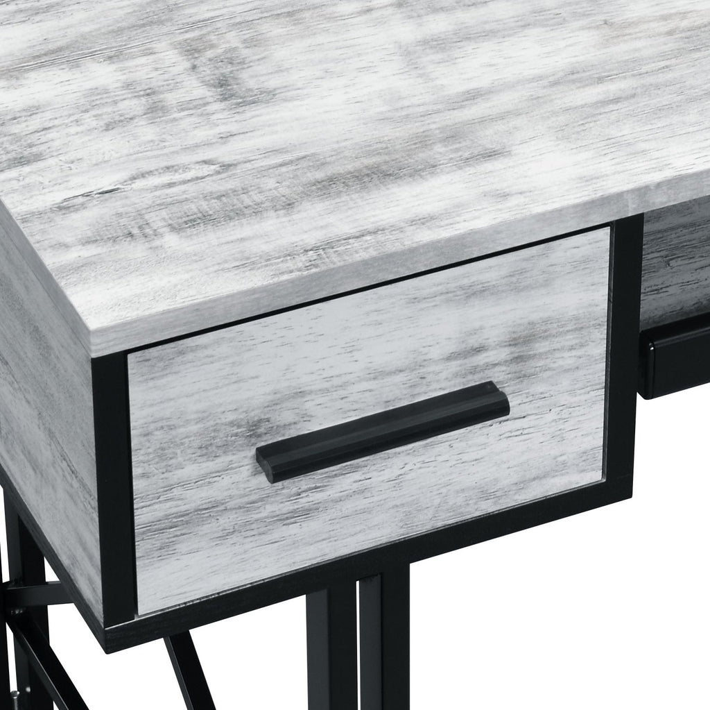 Settea Antique White & Black Finish Computer Desk