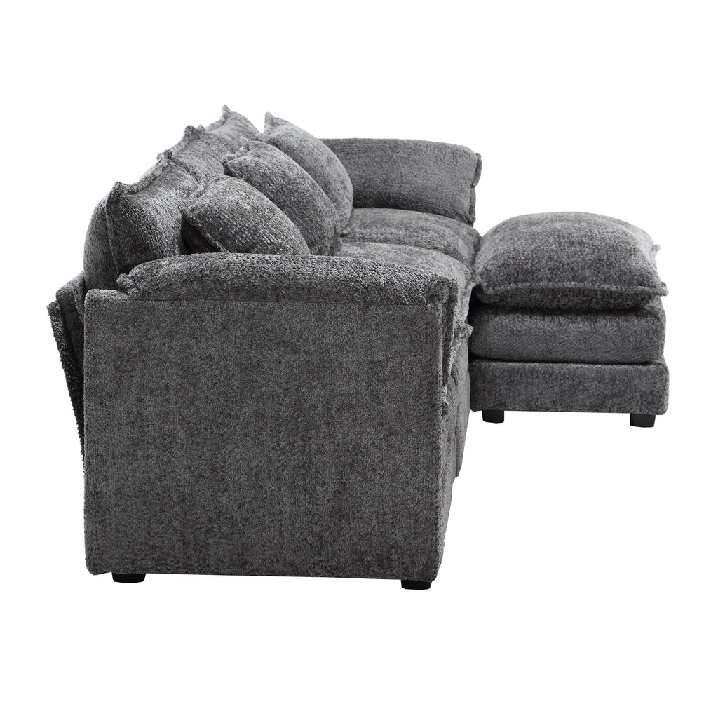 UNITED WE WIN 112' Oversized Sectional Sofa Cloud Couch for Living Room, Modern Chenille L Shaped Couch, Comfy Boucle Modular Sofa Sleeper with Moveable Ottoman & Memory Foam