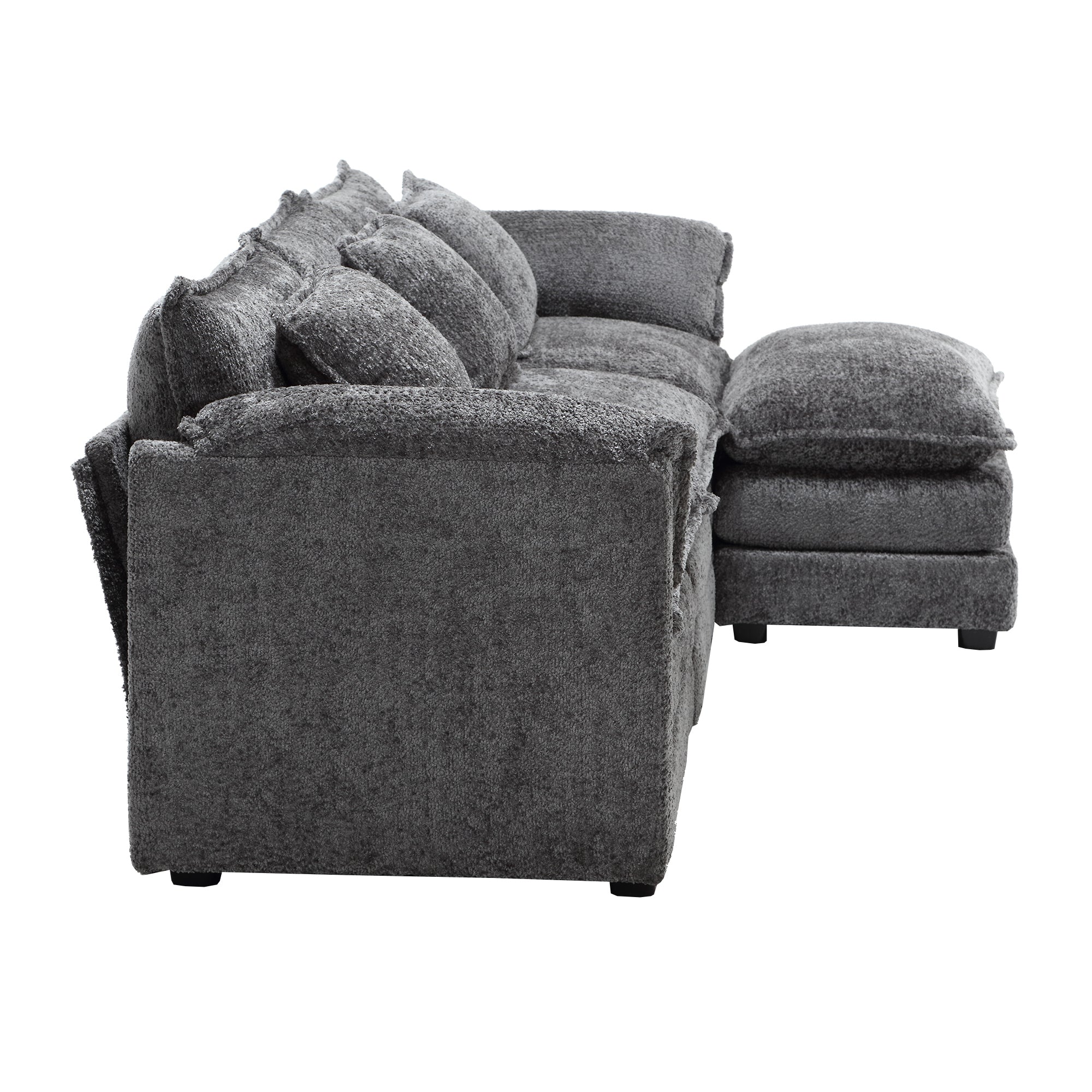 UNITED WE WIN 112' Oversized Sectional Sofa Cloud Couch for Living Room, Modern Chenille L Shaped Couch, Comfy Boucle Modular Sofa Sleeper with Moveable Ottoman & Memory Foam