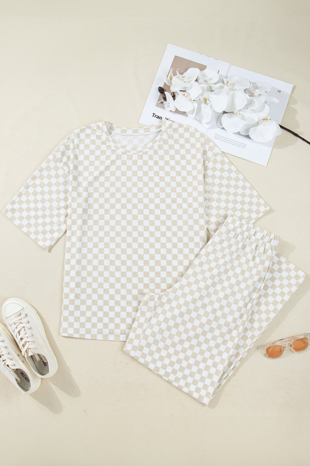 Checker Short Sleeve Tee & Lounge Pant Set