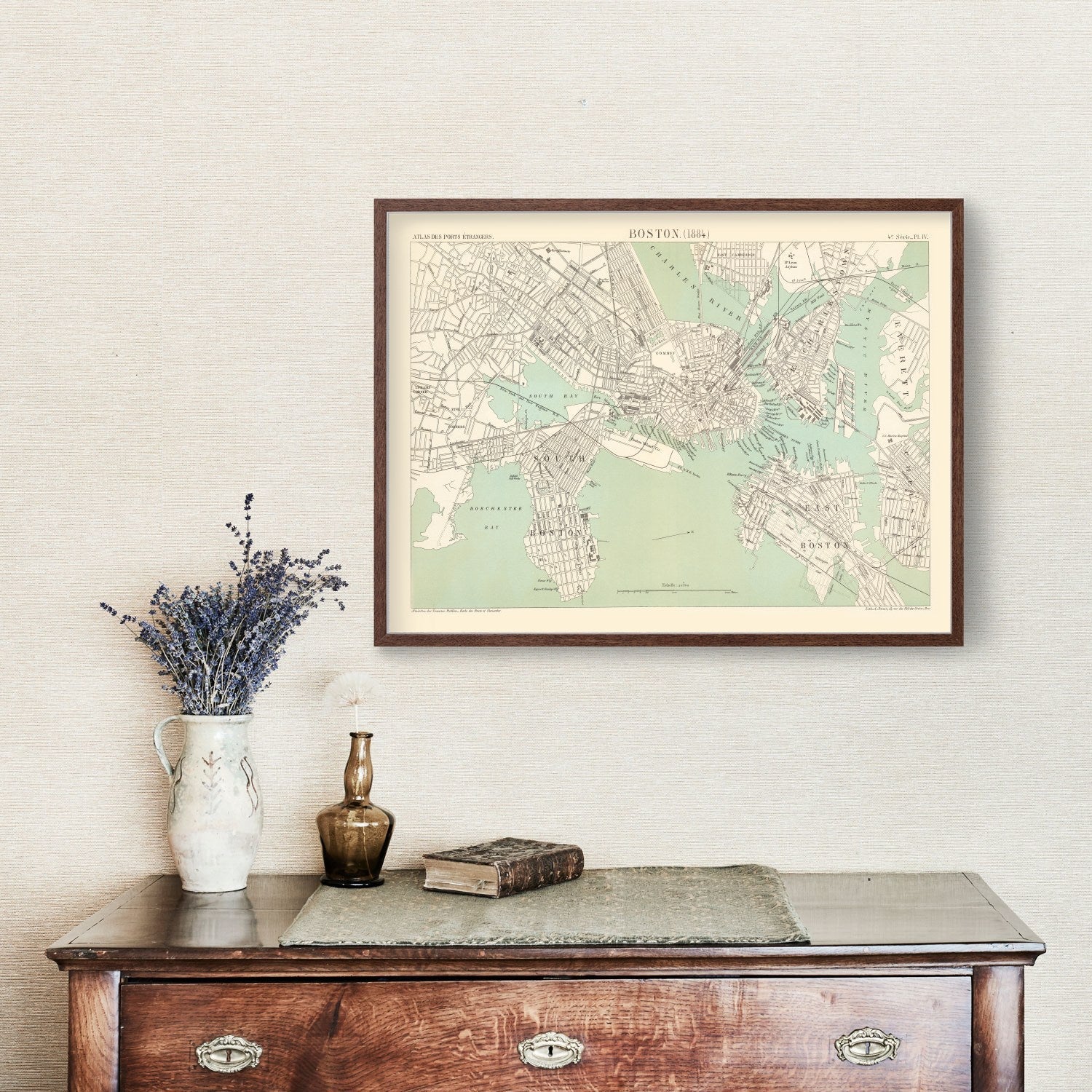 Vintage Map of Boston, Massachusetts 1884