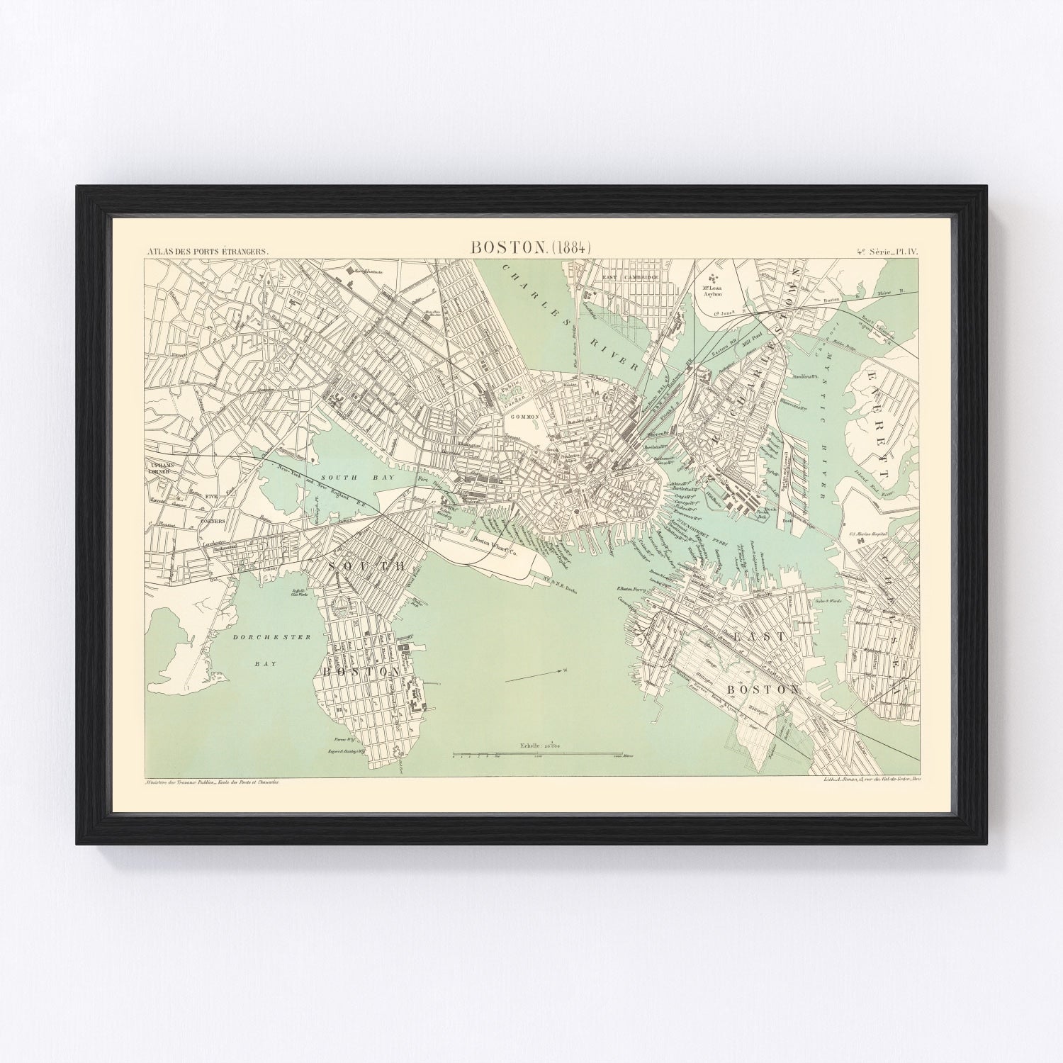 Vintage Map of Boston, Massachusetts 1884