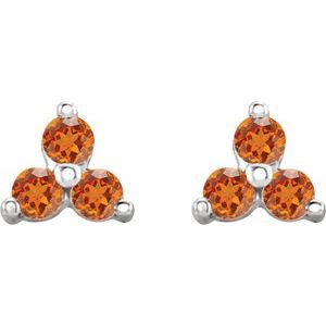 Sterling Silver Natural Spessartite Garnet Three Stone Earrings – image 2