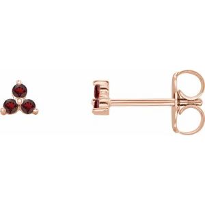 14K Rose Gold Natural Mozambique Three Stone Earrings