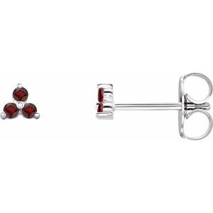 Sterling Silver Natural Mozambique Three Stone Earrings