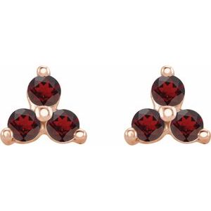 14K Rose Gold Natural Mozambique Three Stone Earrings – image 2