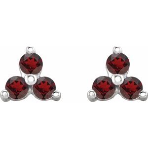 Sterling Silver Natural Mozambique Three Stone Earrings – image 2