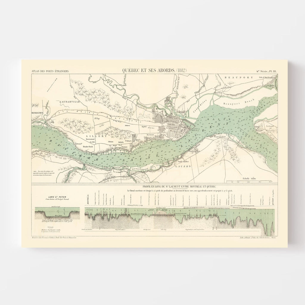 Vintage Map of Québec, Canada 1882