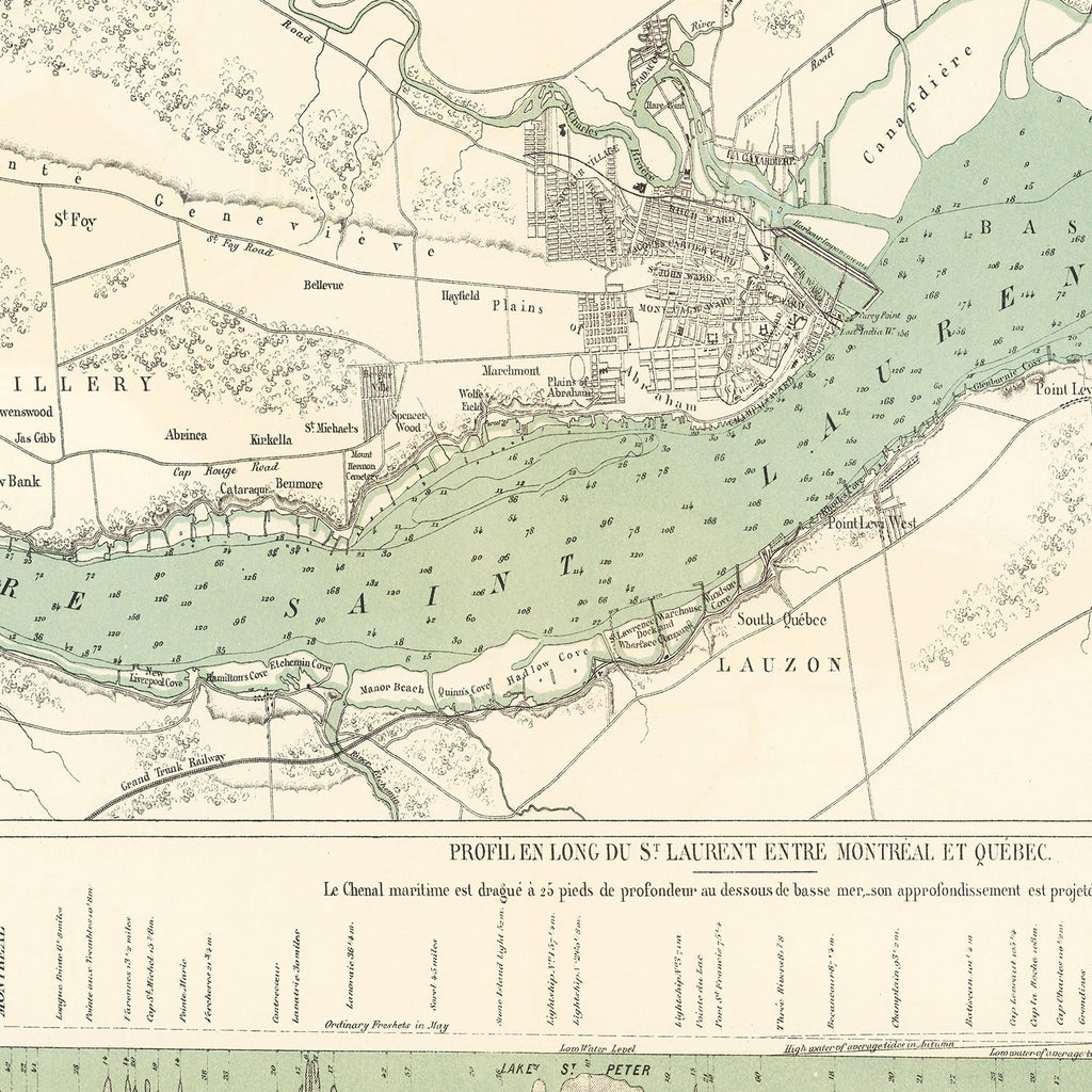 Vintage Map of Québec, Canada 1882