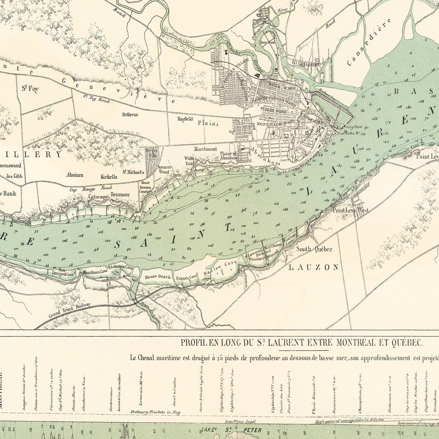 Vintage Map of Québec, Canada 1882