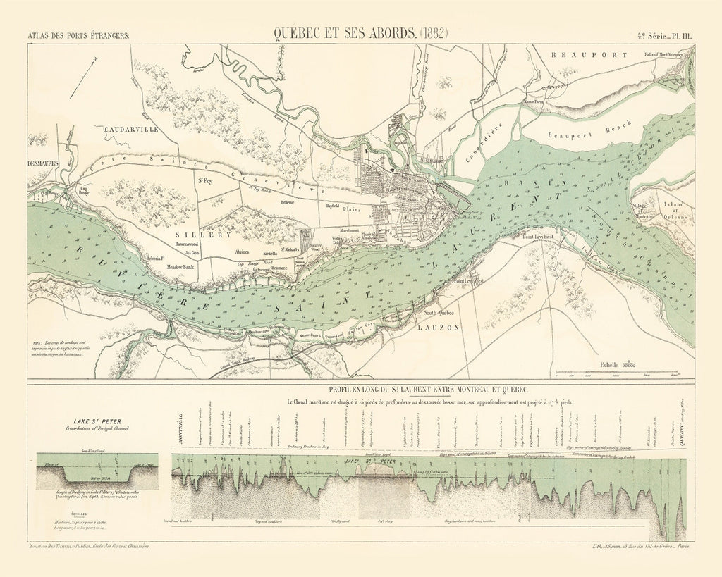 Vintage Map of Québec, Canada 1882