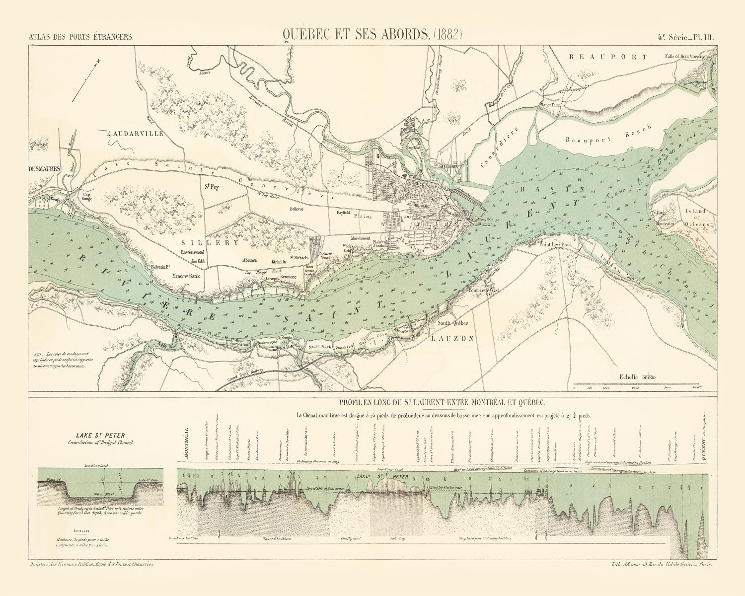 Vintage Map of Québec, Canada 1882