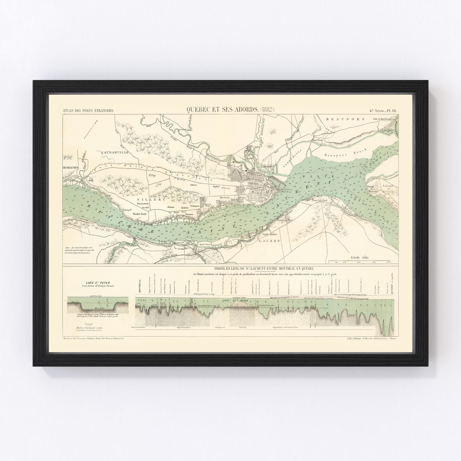 Vintage Map of Québec, Canada 1882