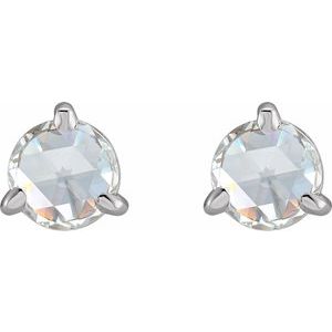 Platinum 1 CTW Rose-Cut Natural Diamond Stud Earrings – image 2