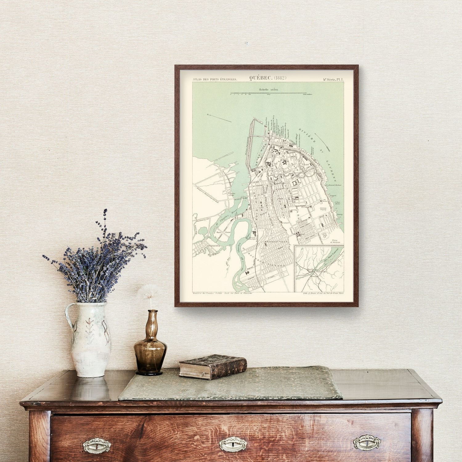 Vintage Map of Québec, Canada 1882