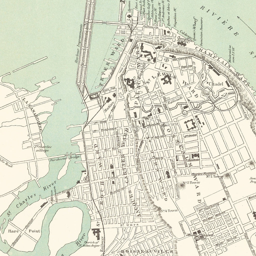Vintage Map of Québec, Canada 1882