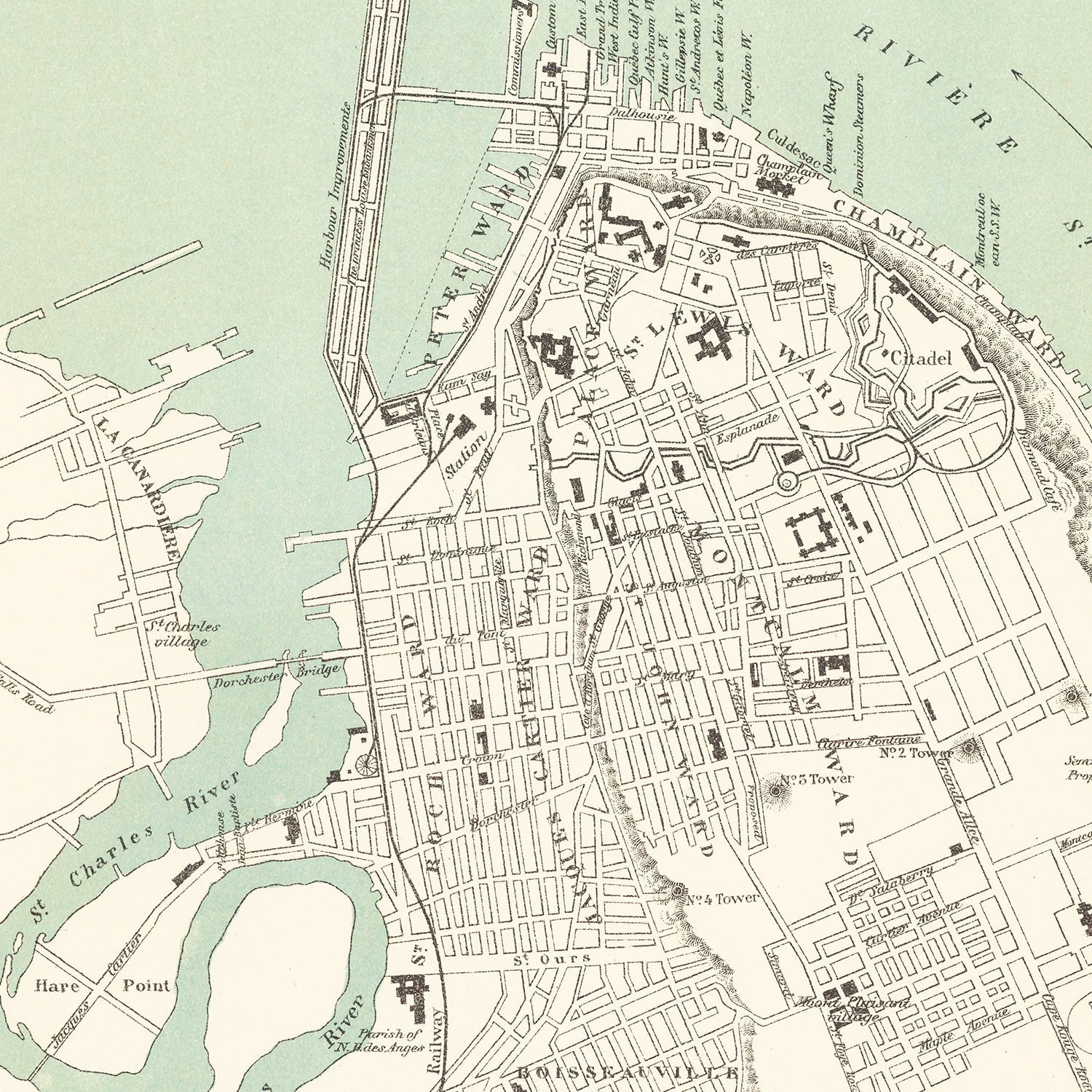 Vintage Map of Québec, Canada 1882