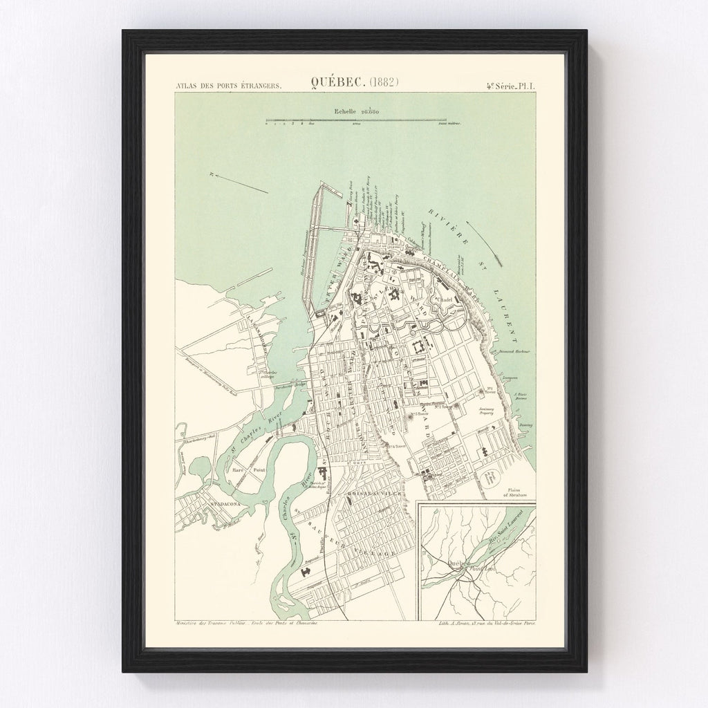 Vintage Map of Québec, Canada 1882