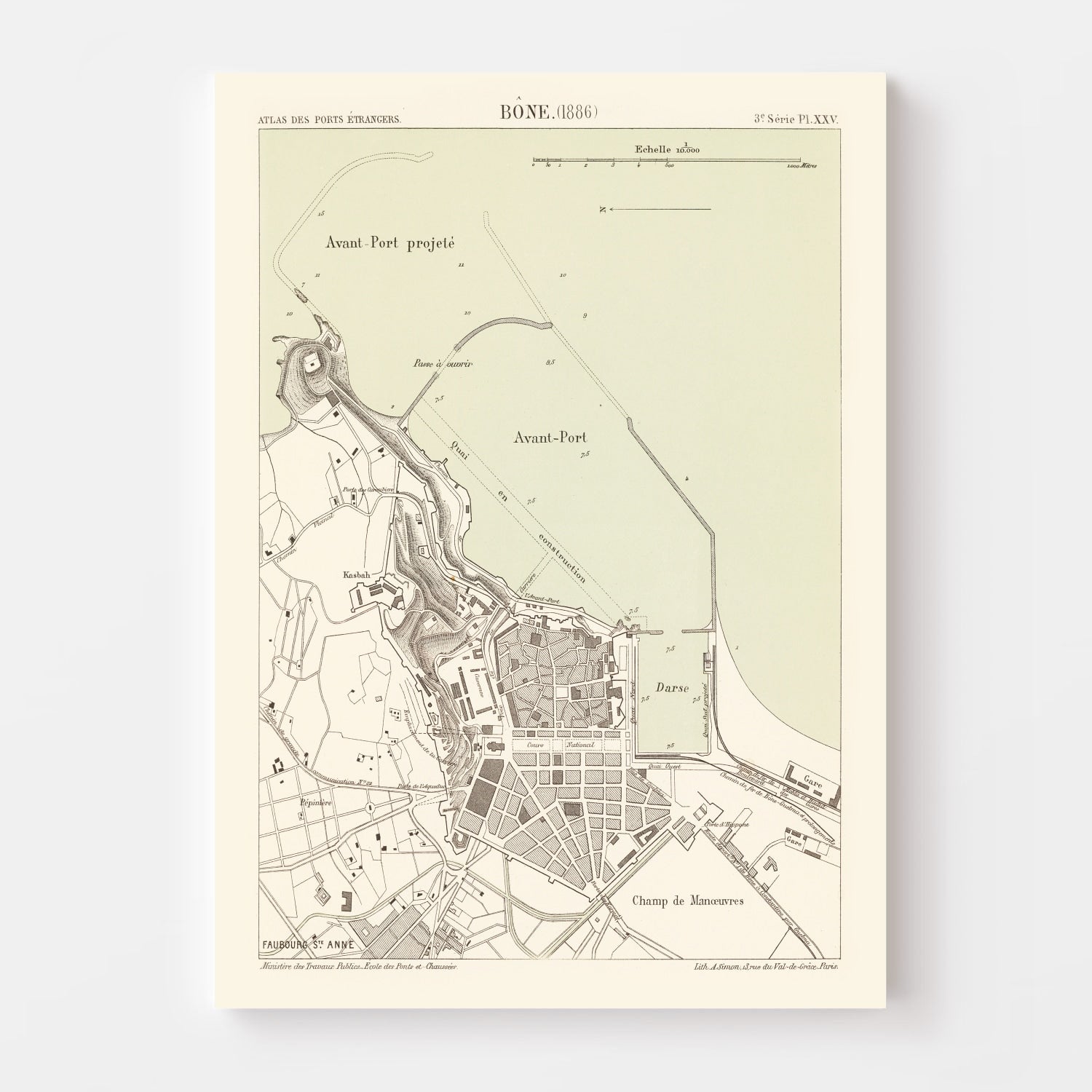 Vintage Map of Annaba, Algeria 1886
