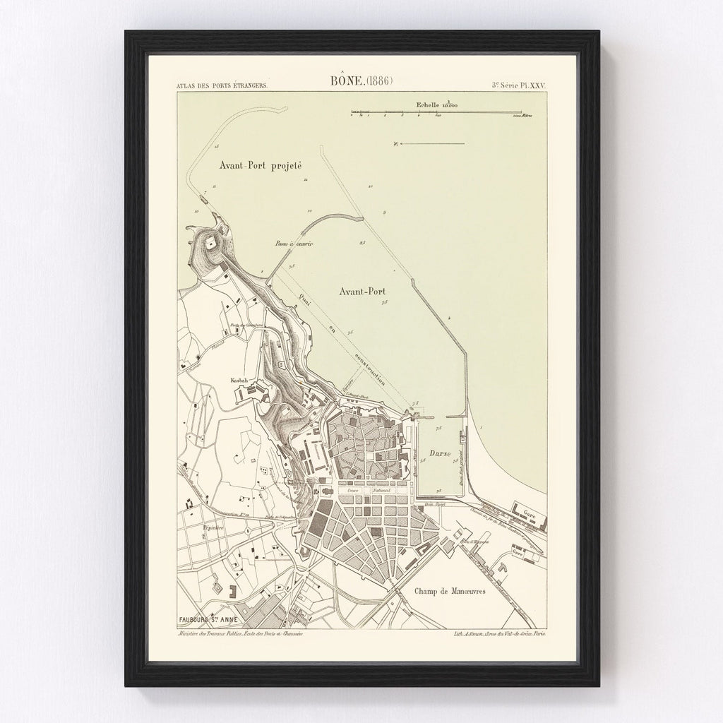 Vintage Map of Annaba, Algeria 1886